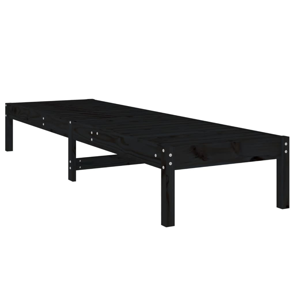Solsäng Svart 199,5X60X74 Cm Massiv Furu