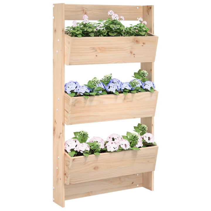 Odlingslåda För Vägg 3 Nivåer 60X18,5X110 Cm Svart Massiv Furu