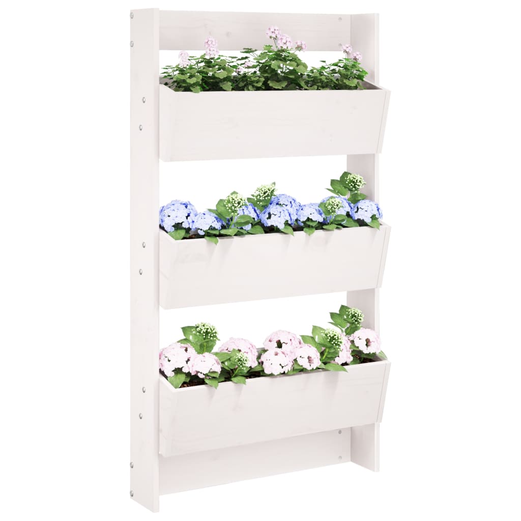 Odlingslåda För Vägg 3 Nivåer 60X18,5X110 Cm Svart Massiv Furu