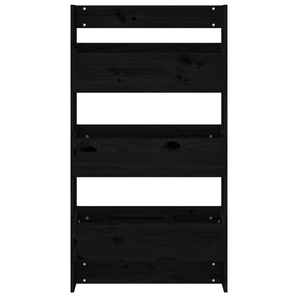 Odlingslåda För Vägg 3 Nivåer 60X18,5X110 Cm Svart Massiv Furu