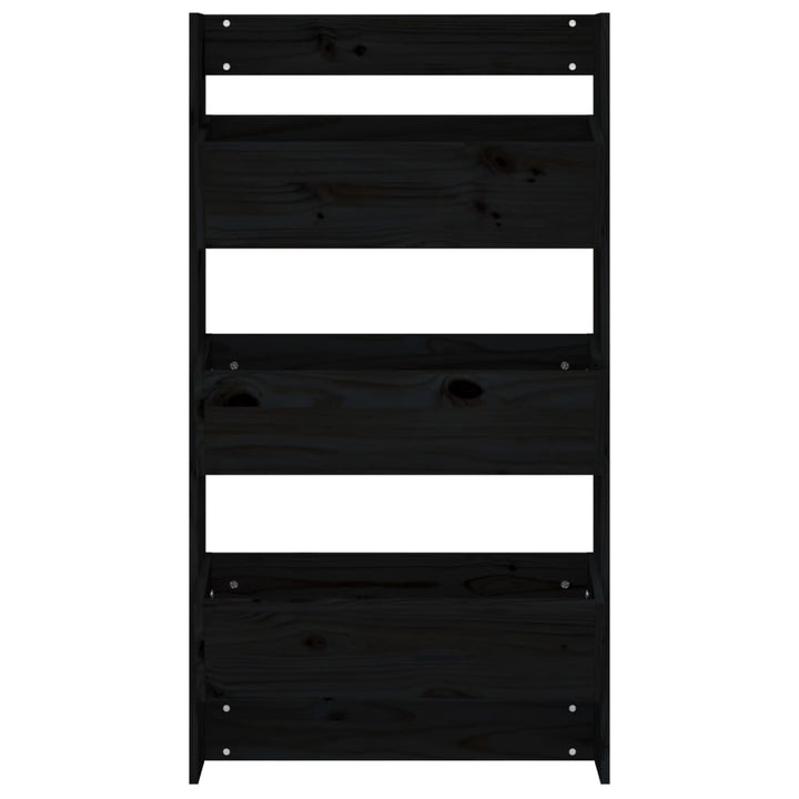 Odlingslåda För Vägg 3 Nivåer 60X18,5X110 Cm Svart Massiv Furu