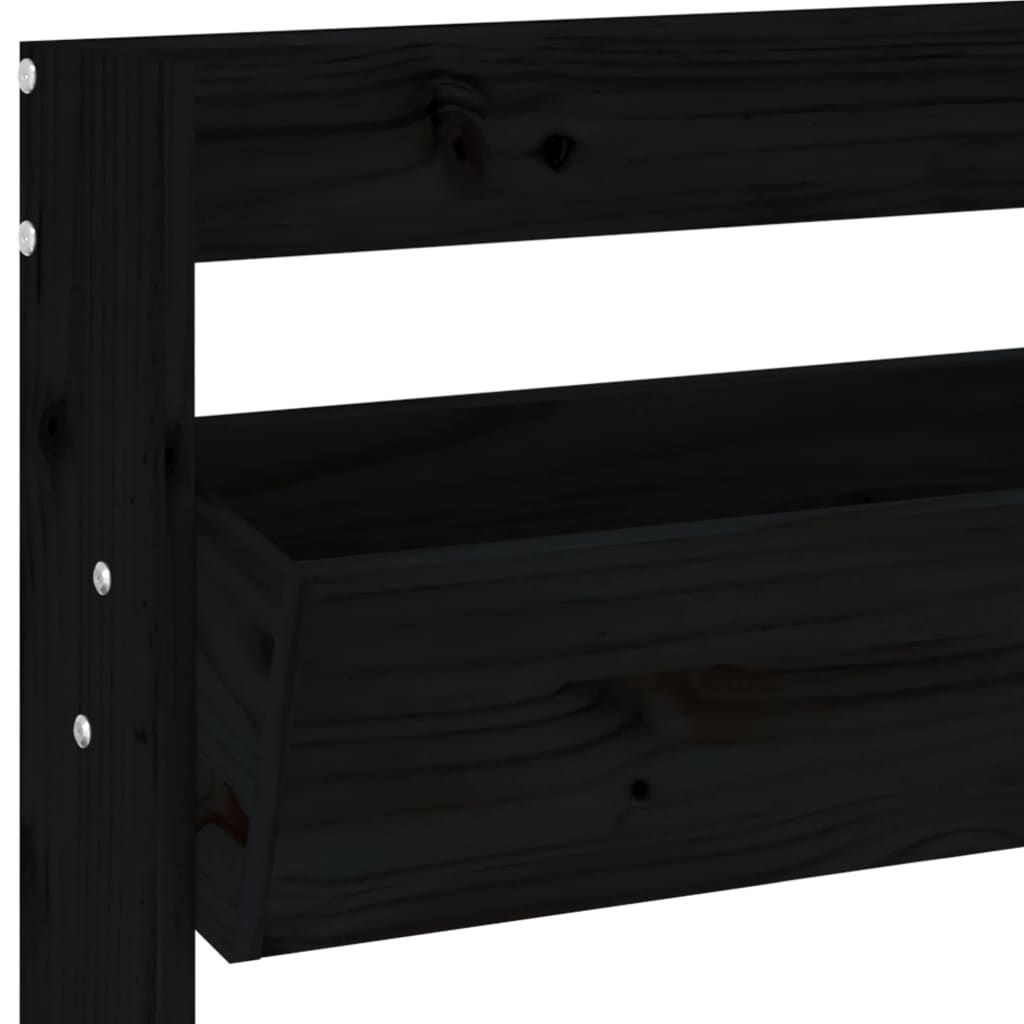 Odlingslåda För Vägg 3 Nivåer 60X18,5X110 Cm Svart Massiv Furu