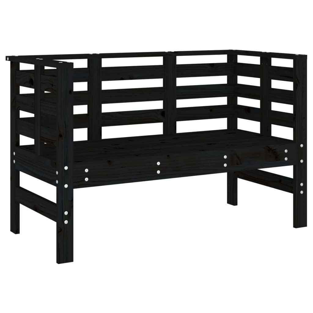 Trädgårdsbänk Svart 111,5X53X71 Cm Massiv Furu