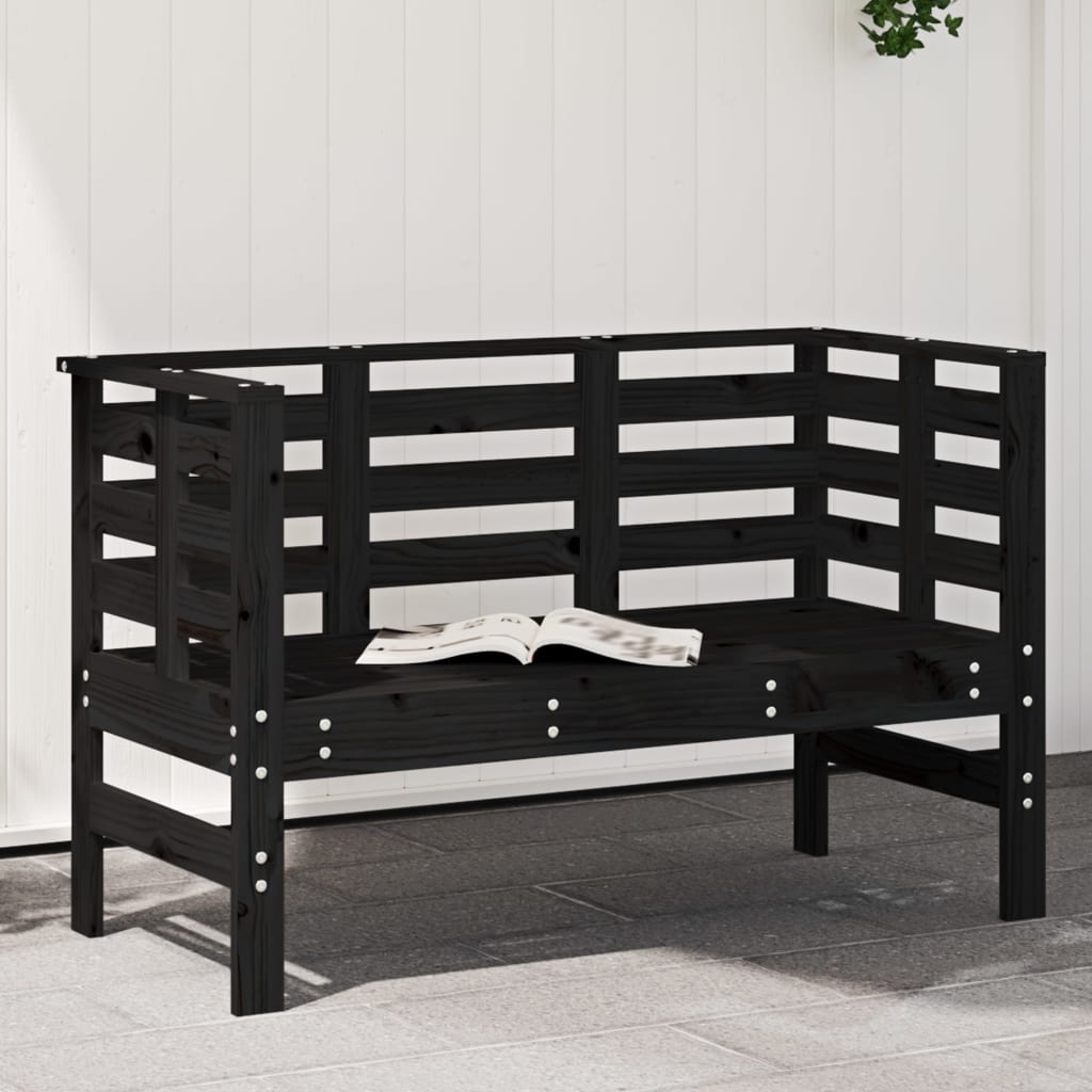 Trädgårdsbänk Svart 111,5X53X71 Cm Massiv Furu