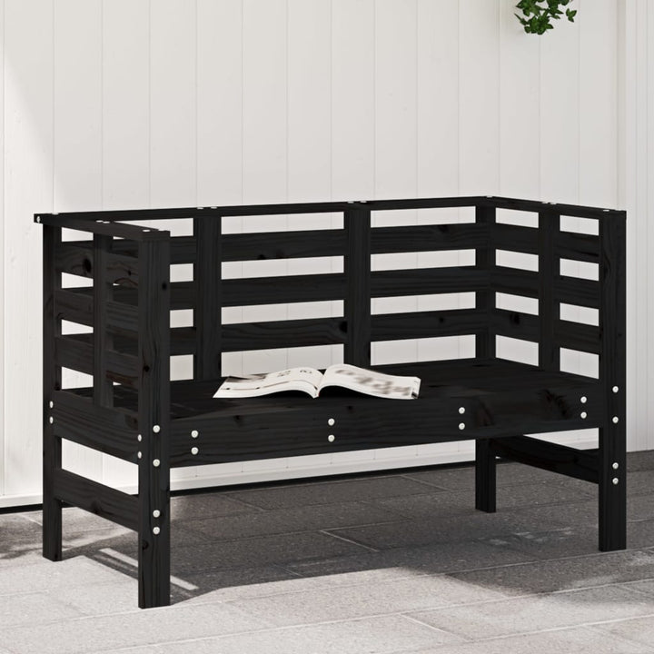 Trädgårdsbänk Svart 111,5X53X71 Cm Massiv Furu