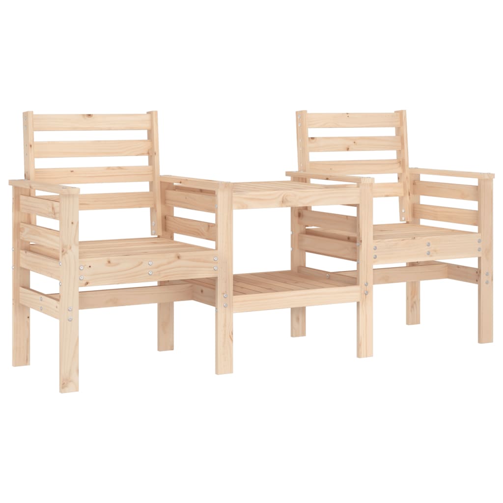 Trädgårdsbänk Med Bord 2-Sits Massiv Furu