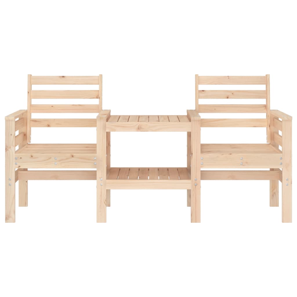 Trädgårdsbänk Med Bord 2-Sits Massiv Furu