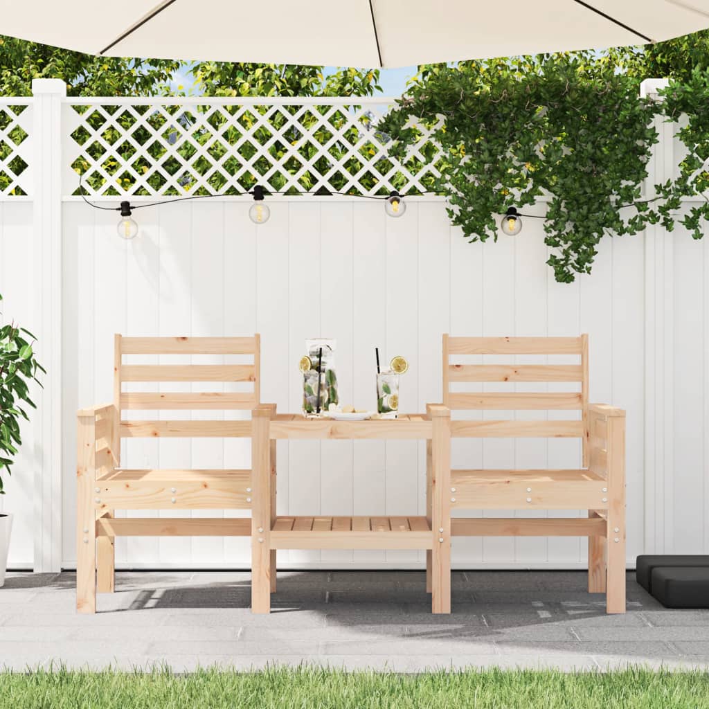 Trädgårdsbänk Med Bord 2-Sits Massiv Furu
