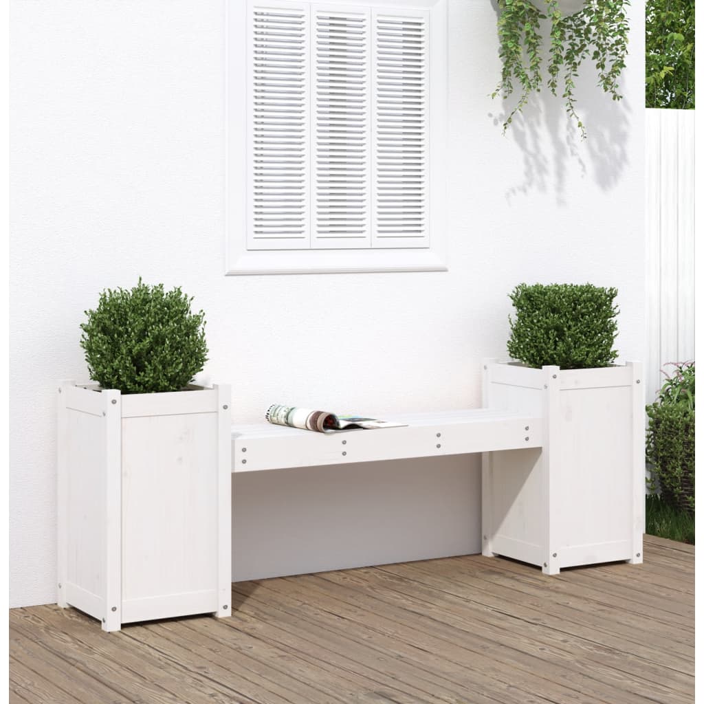 Odlingslåda Vit 180X36X63 Cm Massiv Furu