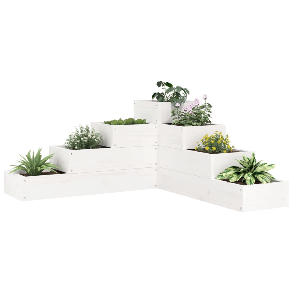 Odlingslåda 4 Nivåer 106X104,5X36 Cm Vit Massiv Furu