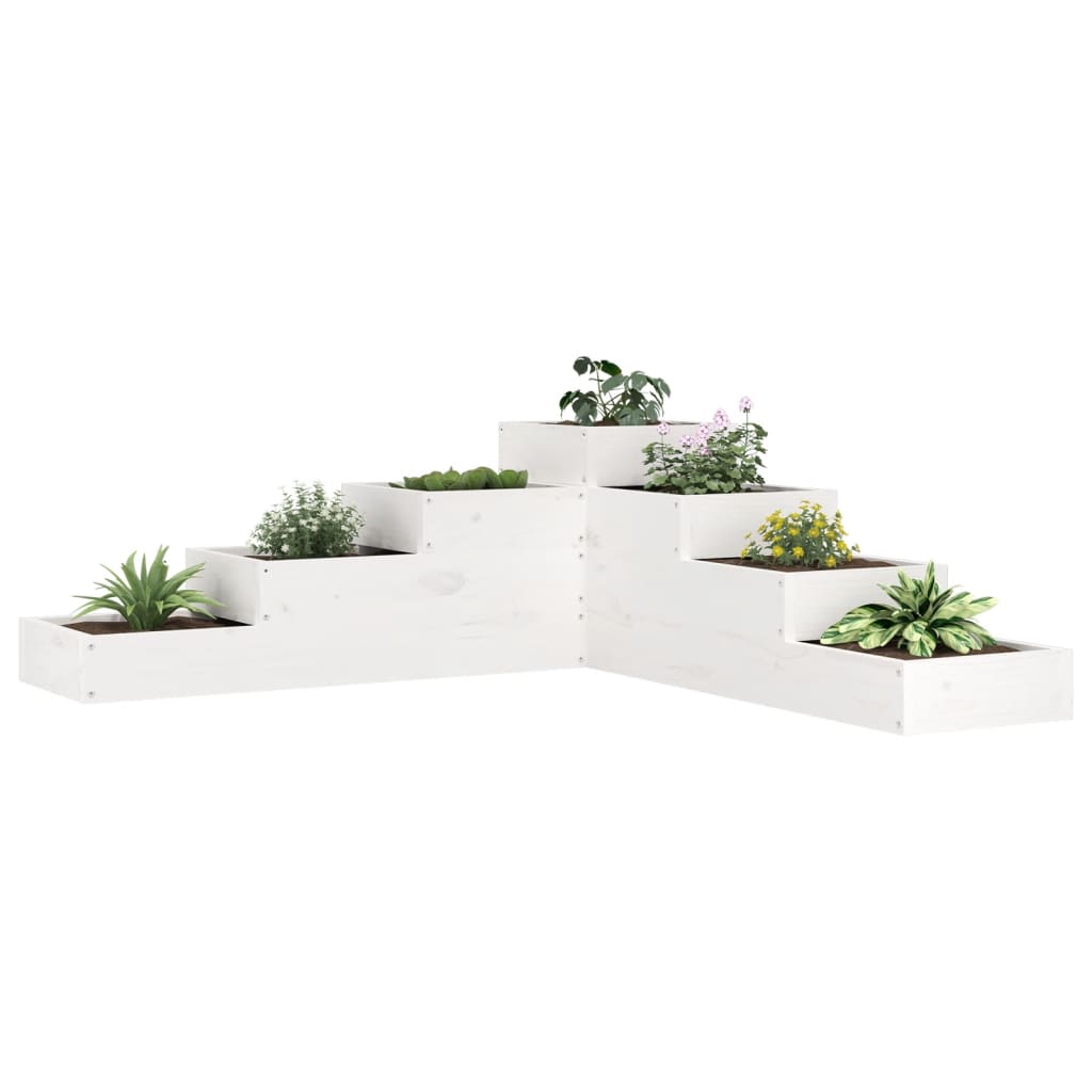 Odlingslåda 4 Nivåer 106X104,5X36 Cm Vit Massiv Furu