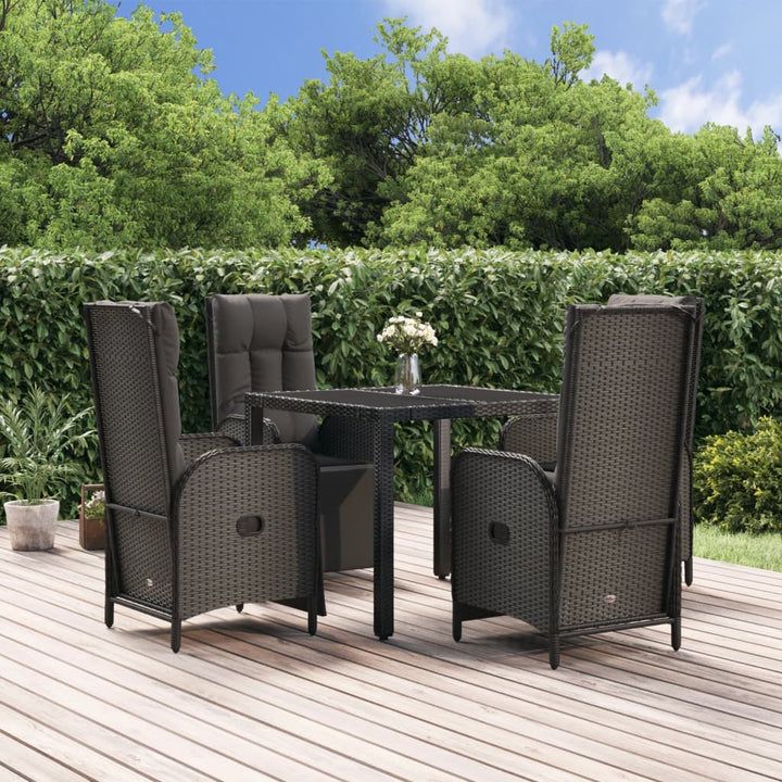 Matgrupp För Trädgården Med Dynor 5 Delar Svart Konstrottning