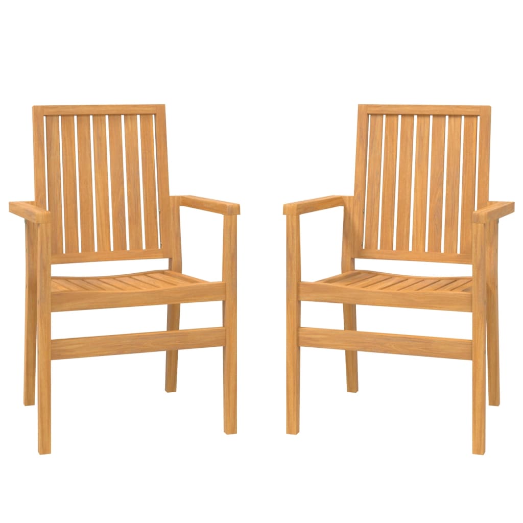 Stapelbara Trädgårdsstolar 2 St 56,5X57,5X91 Cm Massiv Teak