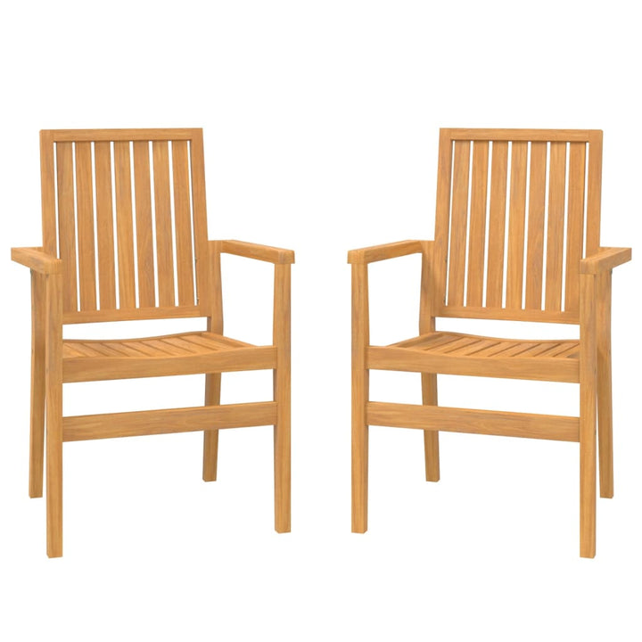 Stapelbara Trädgårdsstolar 2 St 56,5X57,5X91 Cm Massiv Teak