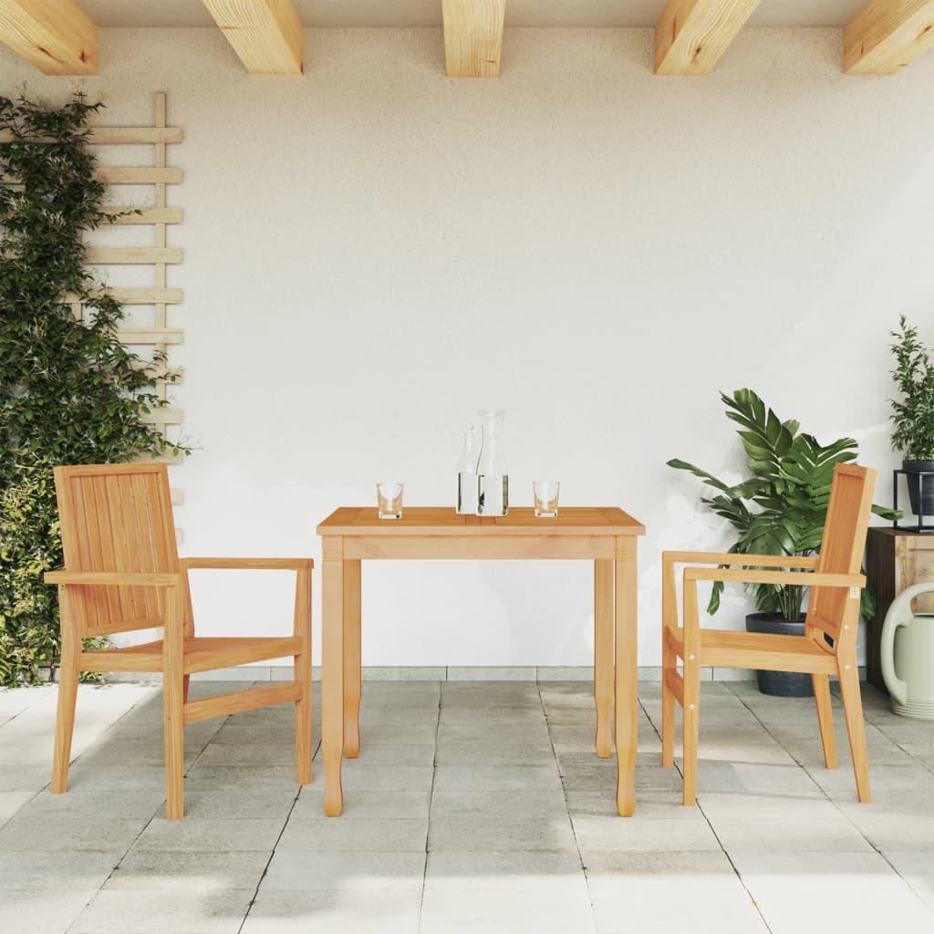 Stapelbara Trädgårdsstolar 2 St 56,5X57,5X91 Cm Massiv Teak