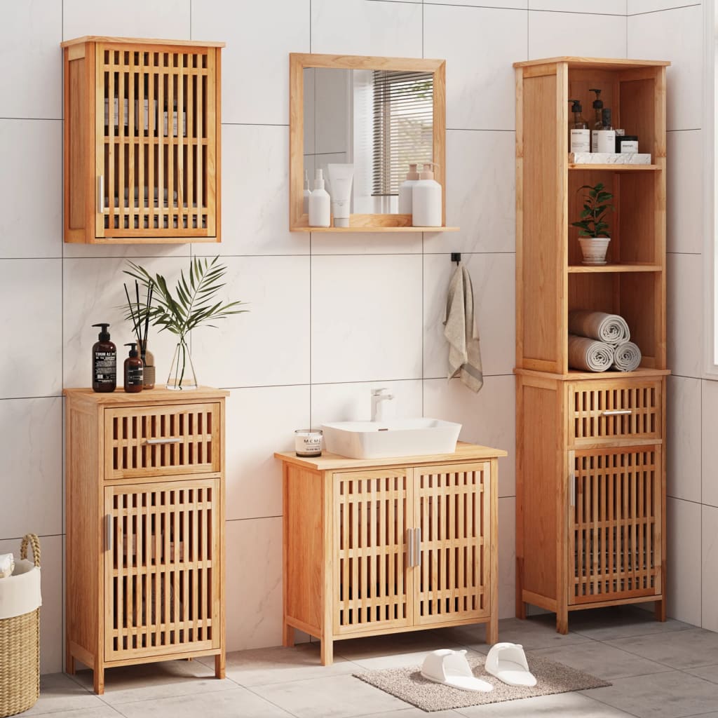 Badrumsmöbler 4 Delar Massivt Valnötsträ