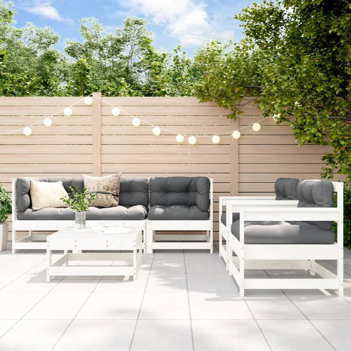 Loungegrupp För Trädgården Med Dynor 6 Delar Massivt Trä