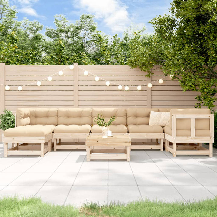Loungegrupp För Trädgården Med Dynor 8 Delar Massivt Trä