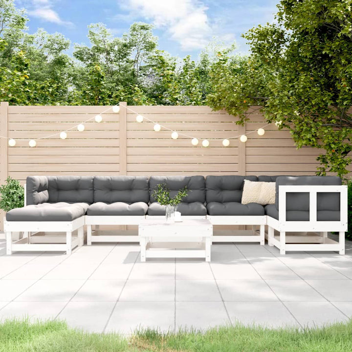 Loungegrupp För Trädgården Med Dynor 8 Delar Massivt Trä