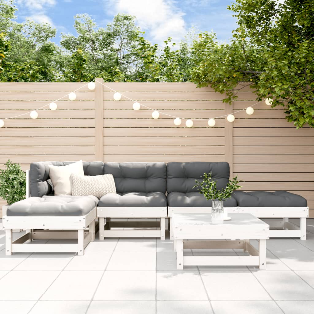 Loungegrupp För Trädgården Med Dynor 6 Delar Massivt Trä