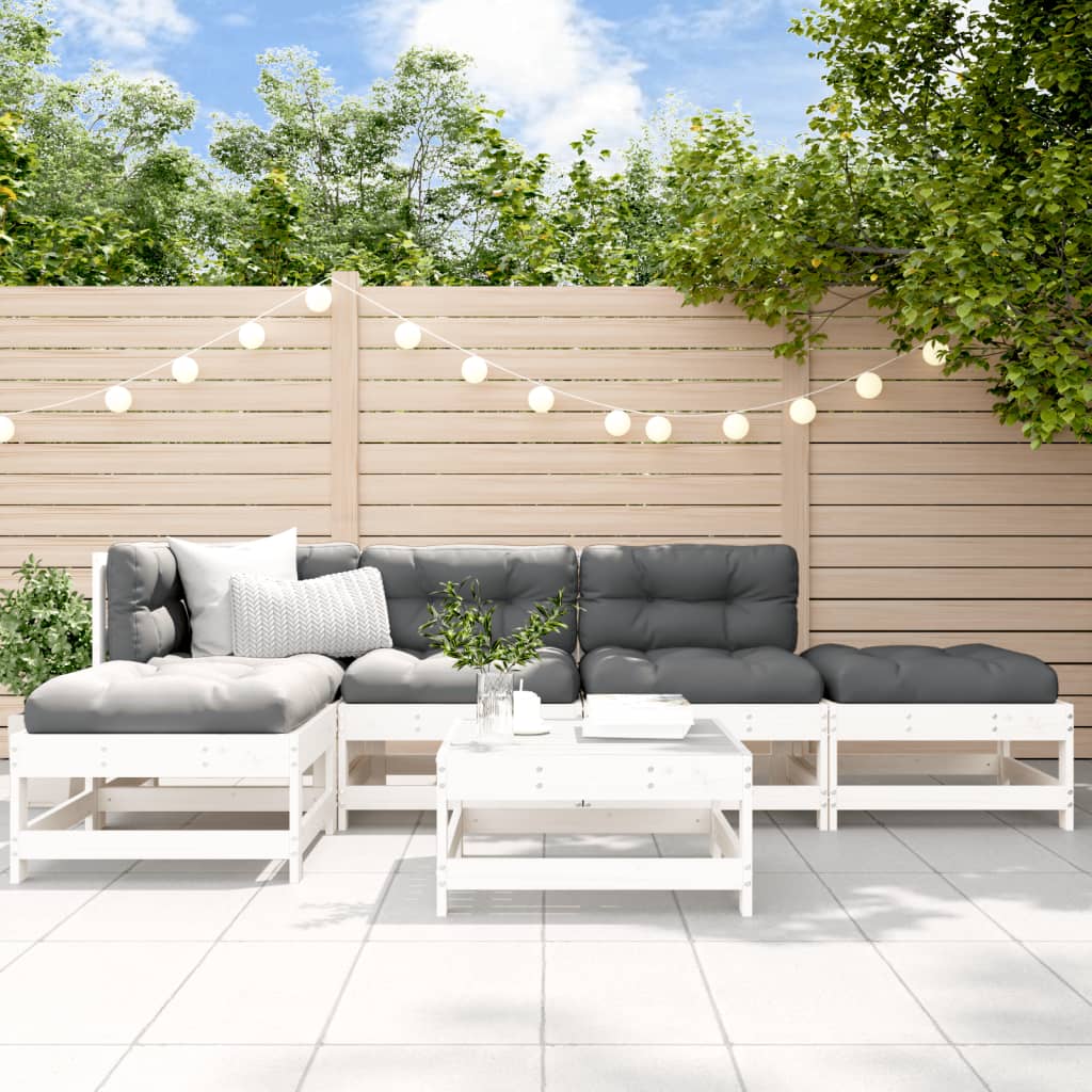 Loungegrupp För Trädgården Med Dynor 6 Delar Massivt Trä