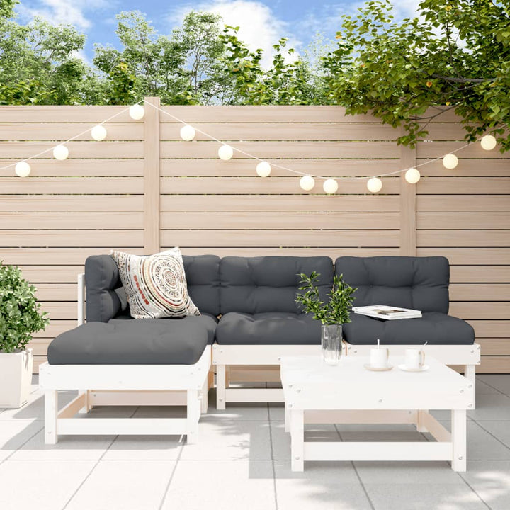 Loungegrupp För Trädgården Med Dynor 5 Delar Massivt Trä