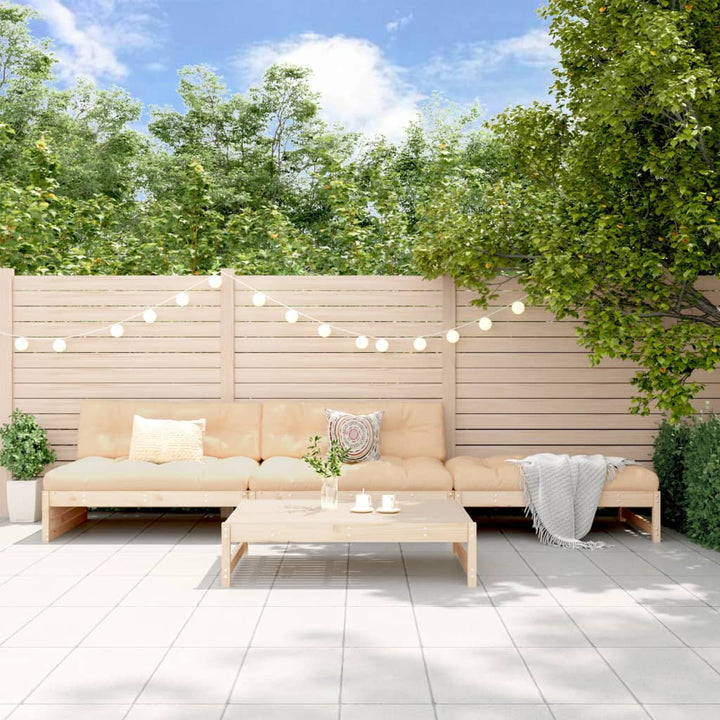 Loungegrupp För Trädgården Med Dynor 4 Delar Vit Massivt Trä