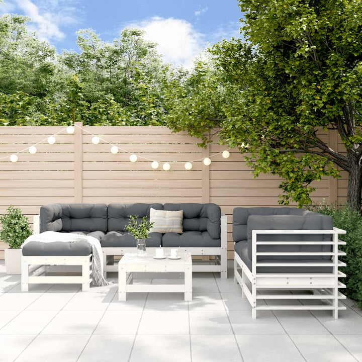 Loungegrupp För Trädgården 7 Delar Massiv Furu