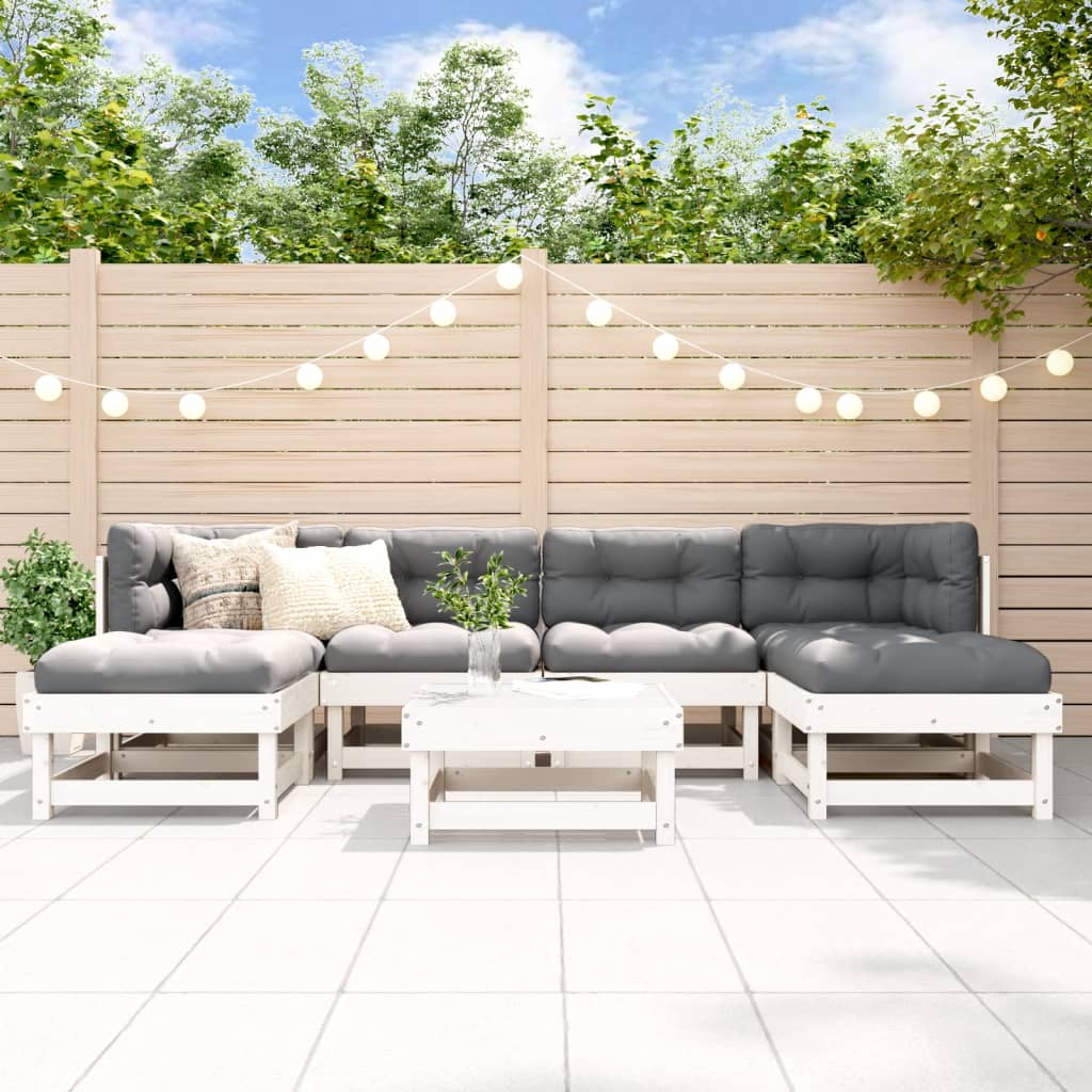 Loungegrupp För Trädgården 7 Delar Massiv Furu