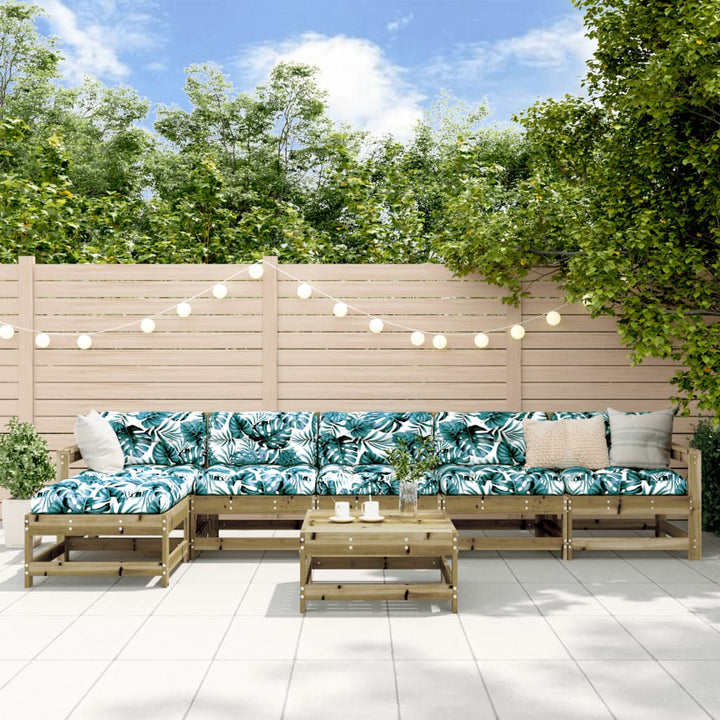 Loungegrupp För Trädgården 7 Delar Vit Massiv Furu