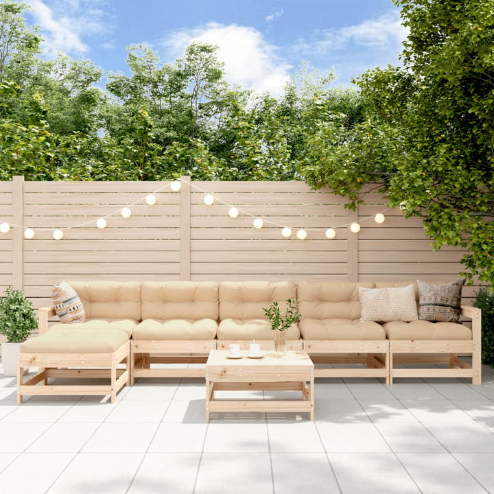 Loungegrupp För Trädgården 7 Delar Massiv Furu