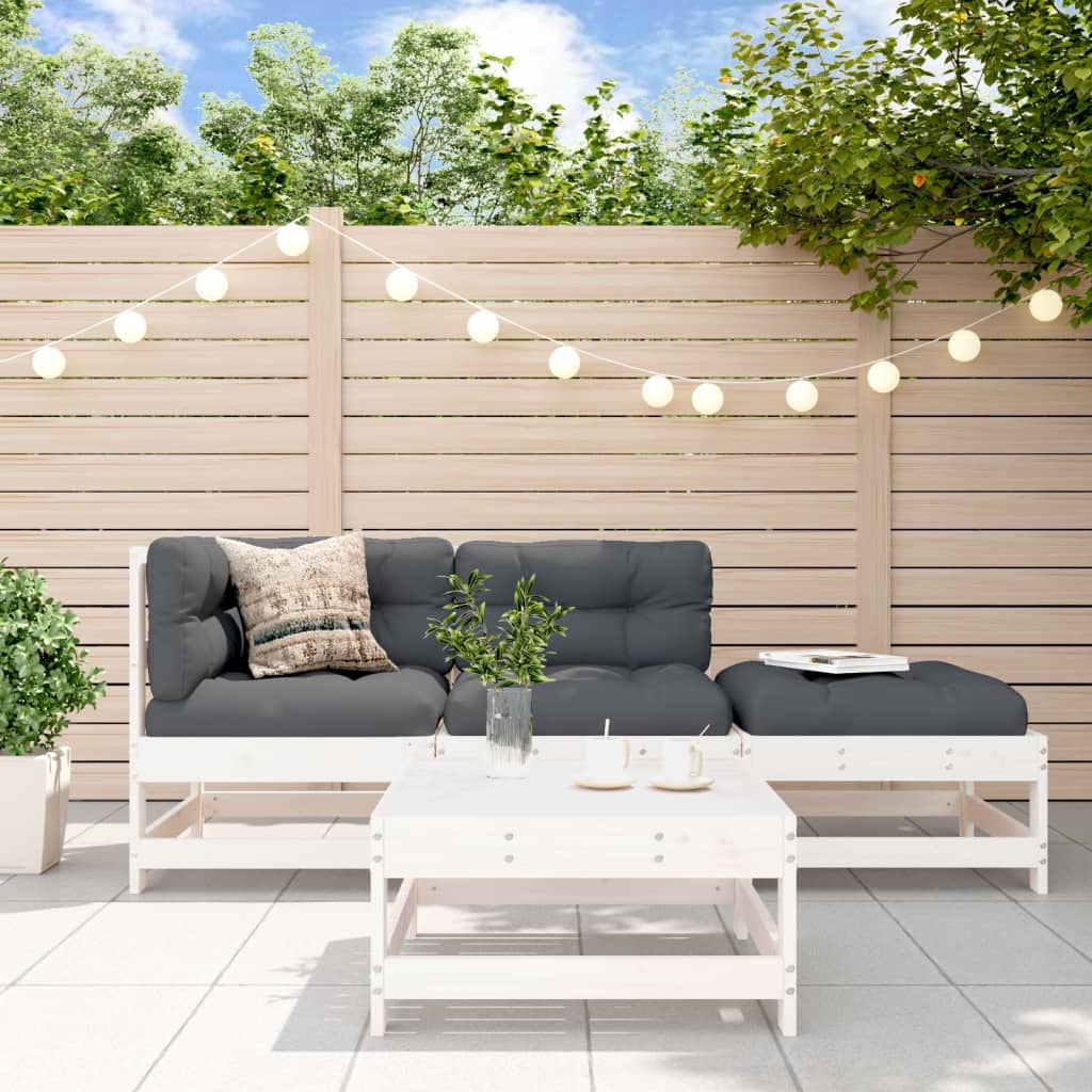 Loungegrupp För Trädgården 4 Delar Massiv Furu