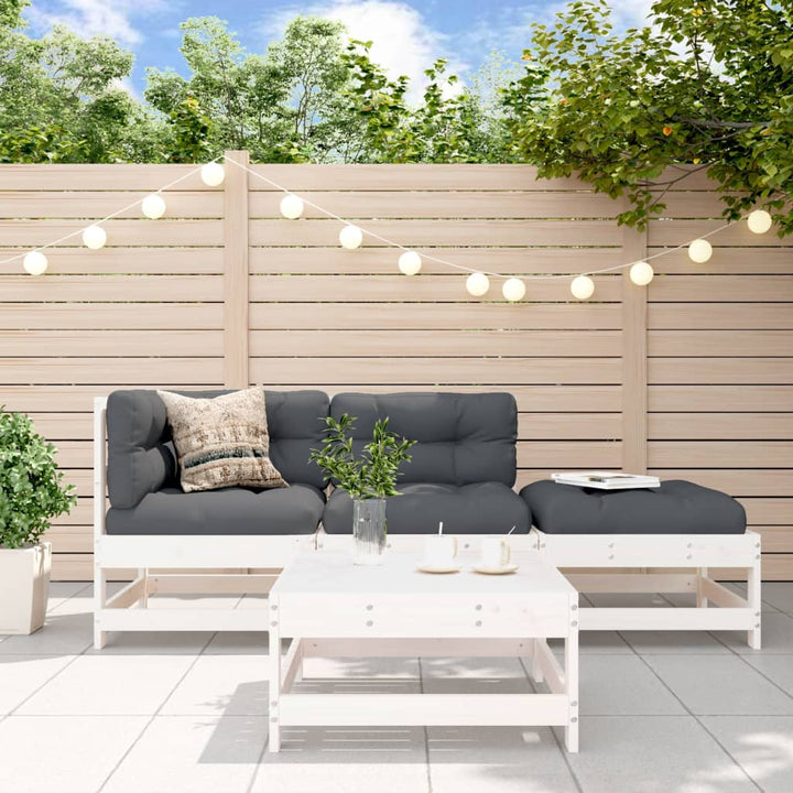 Loungegrupp För Trädgården 4 Delar Massiv Furu