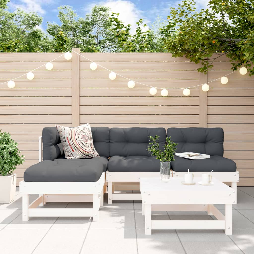 Loungegrupp För Trädgården 5 Delar Massiv Furu