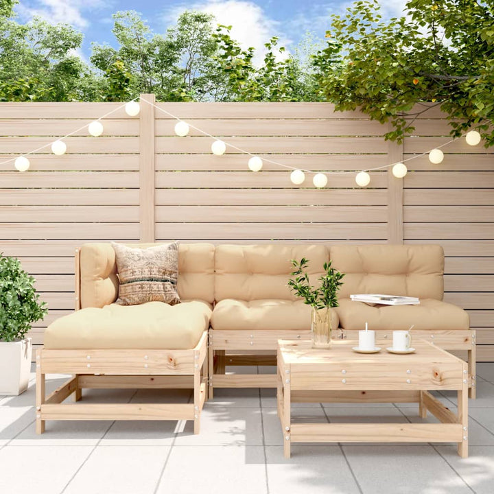 Loungegrupp För Trädgården 5 Delar Massiv Furu
