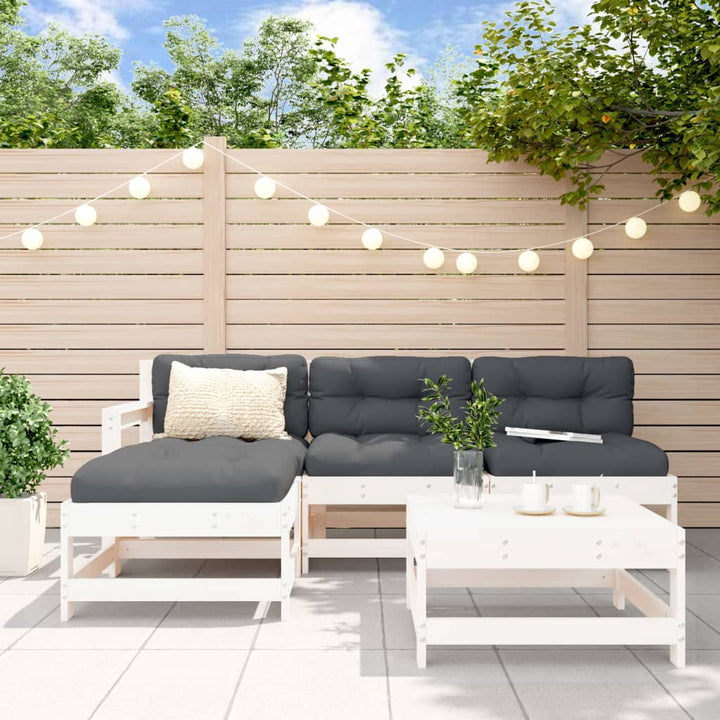Loungegrupp För Trädgården 5 Delar Massiv Furu