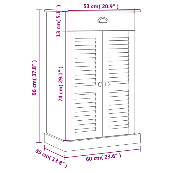 Skoskåp Vigo 60X35X96 Cm Massiv Furu