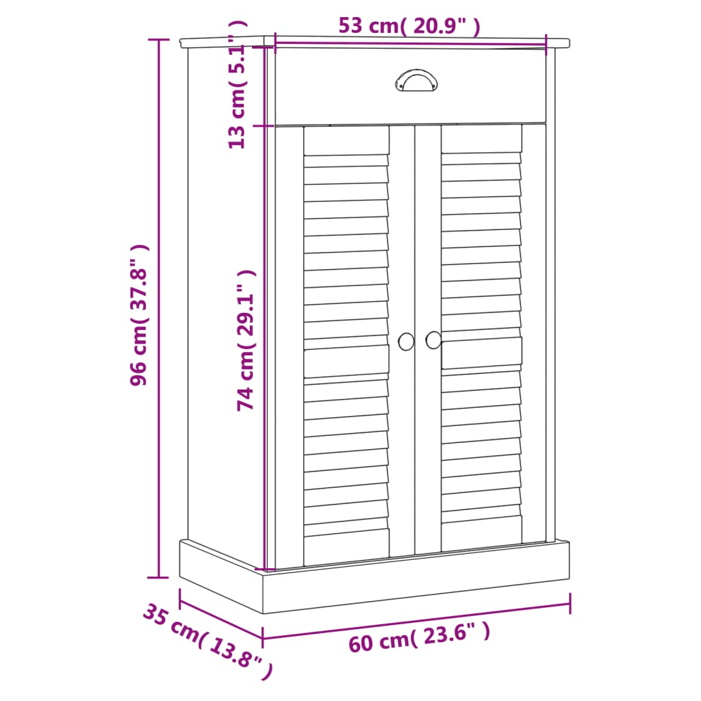 Skoskåp Vigo 60X35X96 Cm Massiv Furu