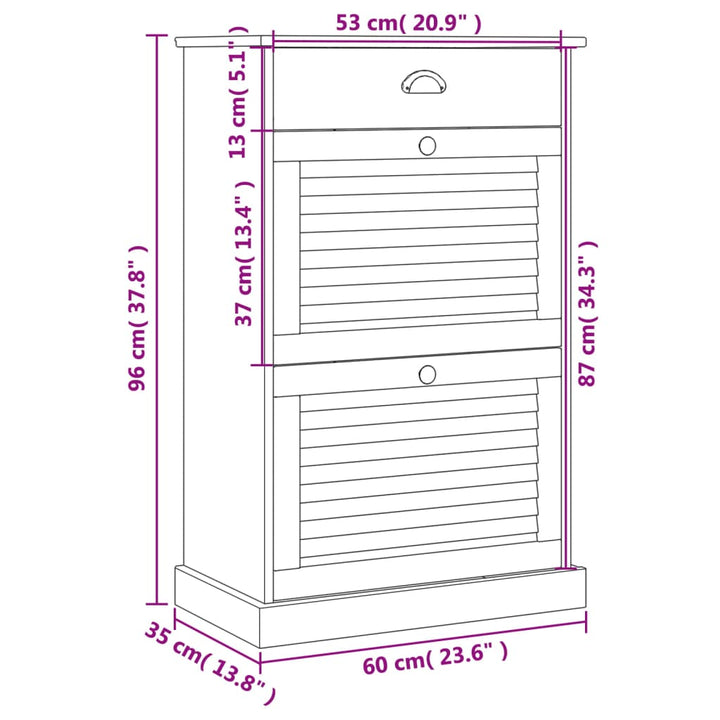 Skoskåp Vigo 60X35X96 Cm Massiv Furu
