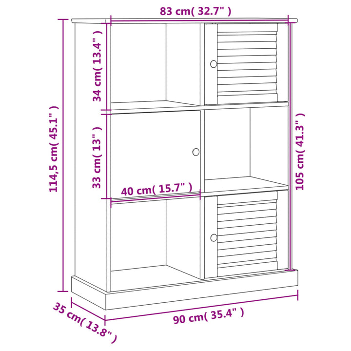 Bokhylla Vigo 90X35X114,5 Cm Massiv Furu