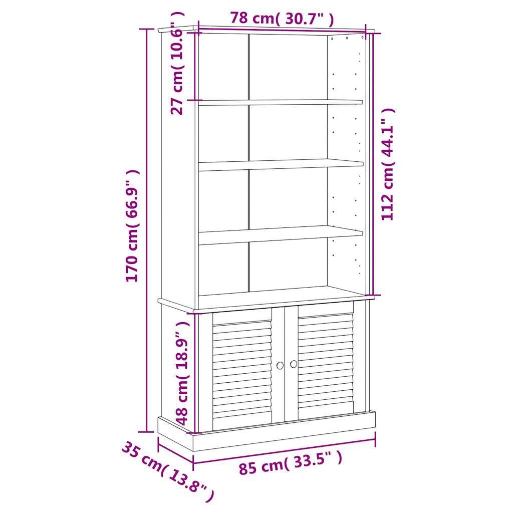 Bokhylla Vigo 85X35X170 Cm Massiv Furu