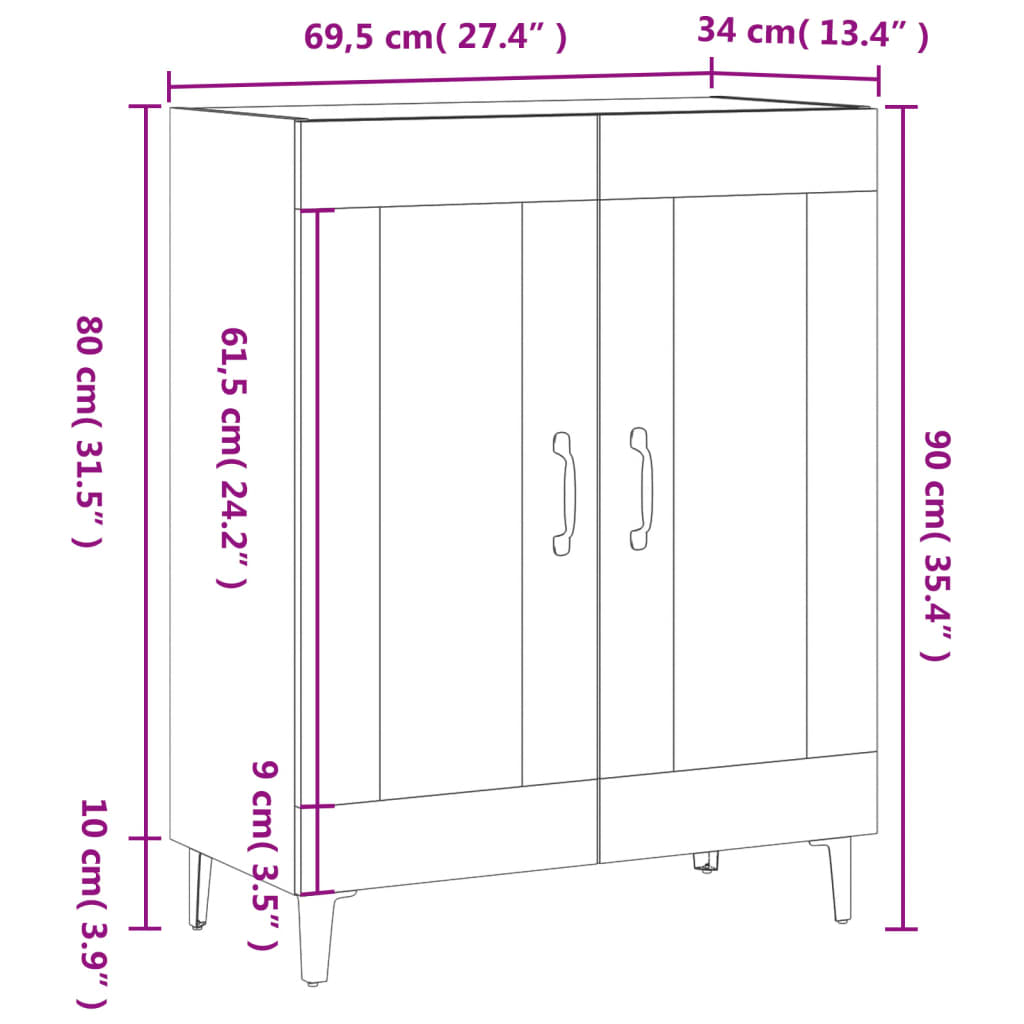 Skåp 69,5X34X90 Cm Konstruerat Trä