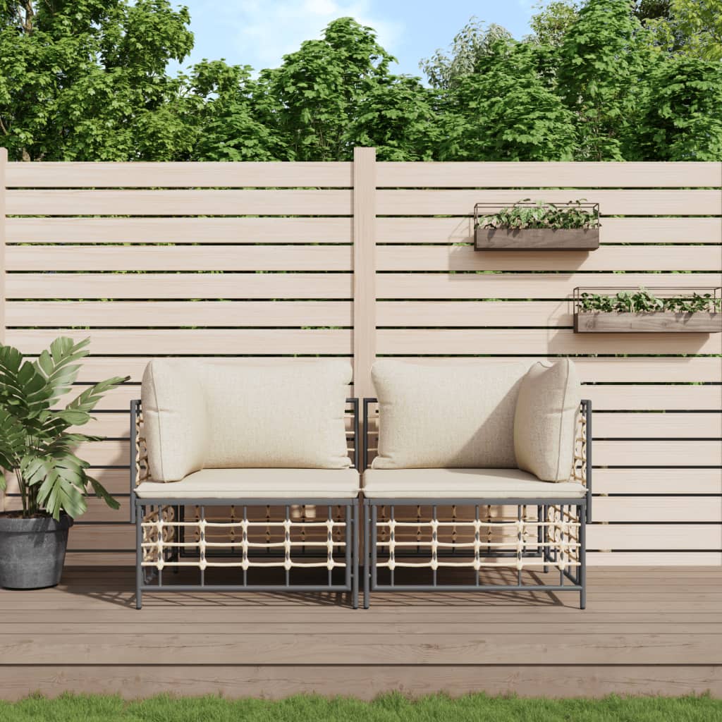 Loungegrupp 4 Delar Med Dynor Antracit Konstrotting