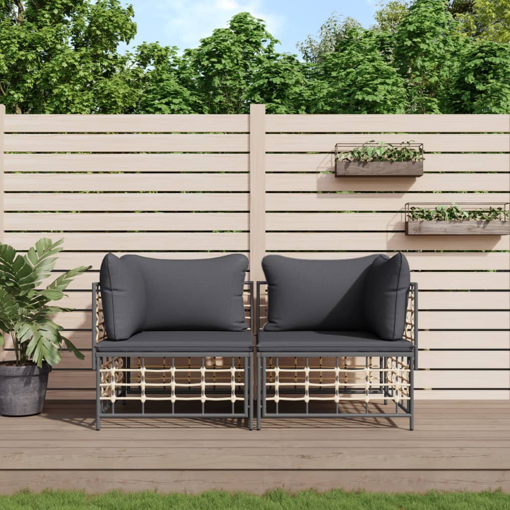 Loungegrupp 4 Delar Med Dynor Antracit Konstrotting