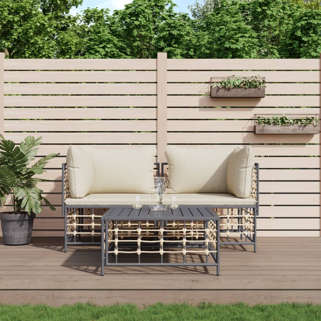 Loungegrupp 4 Delar Med Dynor Antracit Konstrotting