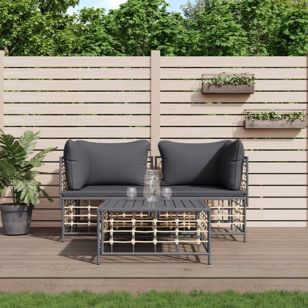 Loungegrupp 4 Delar Med Dynor Antracit Konstrotting