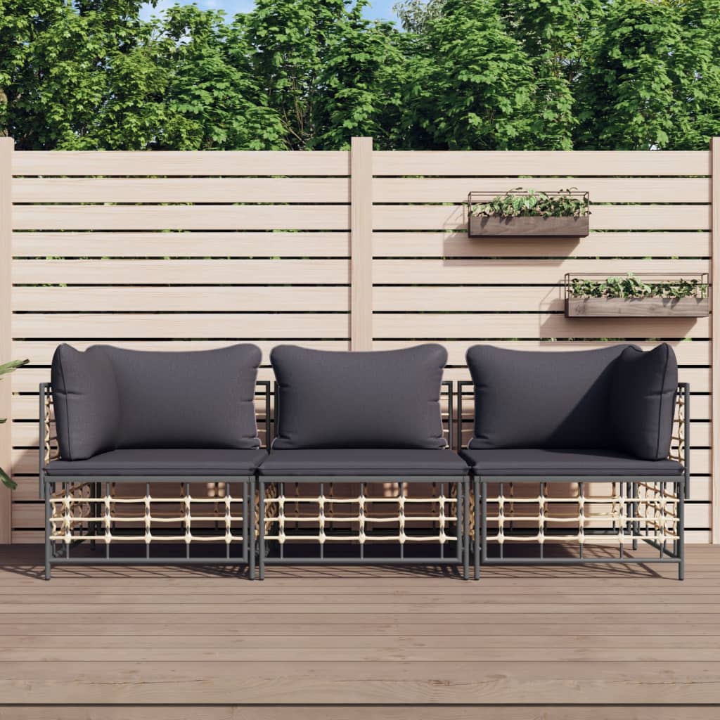 Loungegrupp 4 Delar Med Dynor Antracit Konstrotting