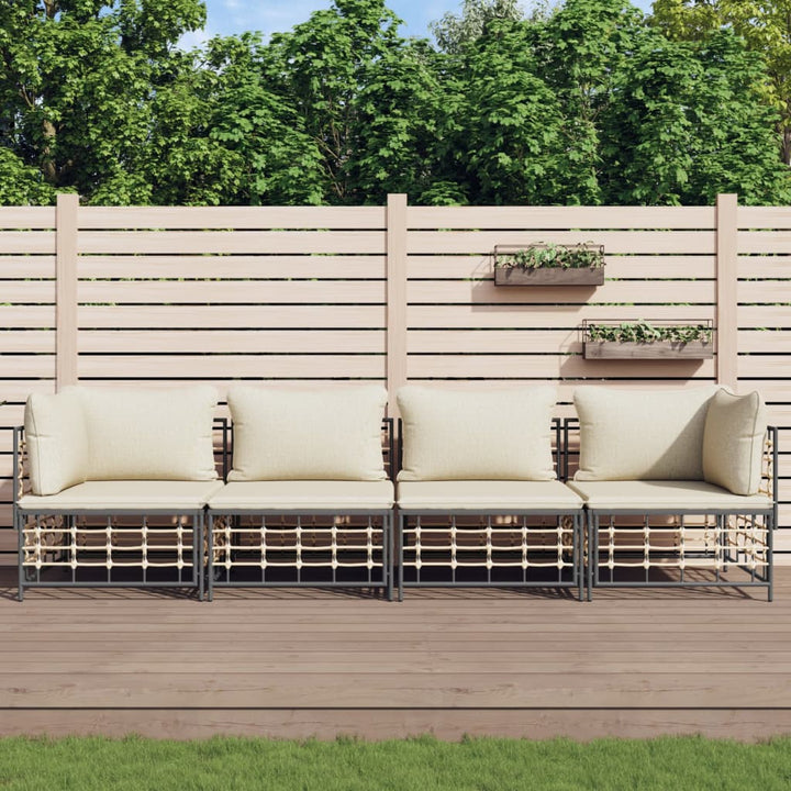 Loungegrupp 4 Delar Med Dynor Antracit Konstrotting