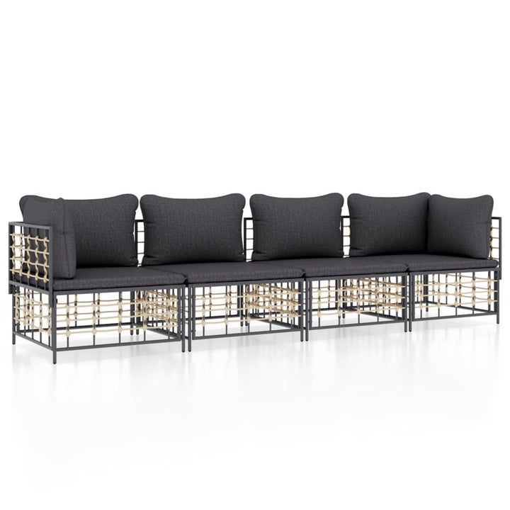Loungegrupp 4 Delar Med Dynor Antracit Konstrotting