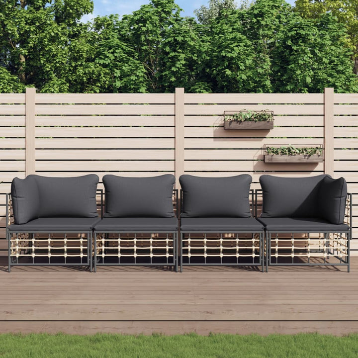 Loungegrupp 4 Delar Med Dynor Antracit Konstrotting